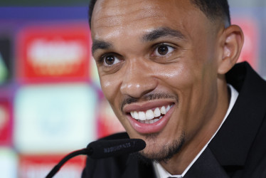 El futbolista inglés Trent Alexander-Arnold, durante su presentación este jueves como nuevo jugador del Real Madrid. 