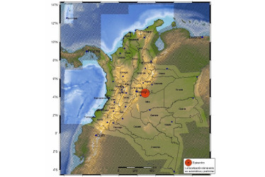 El sismo tuvo epicentro en el centro de Colombia.