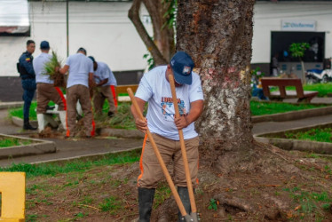 Varios internos participaron en el arreglo de parques, como este en Anserma.