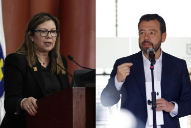 La fiscal general, Luz Adriana Camargo, y el alcalde de Bogotá, Carlos Fernando Galán.