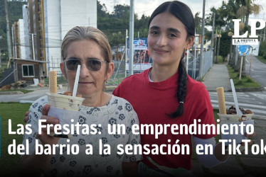 María Camila Cortés y su abuela María del Carmen Benjumeda Arboleda, en la portada del video para LA PATRIA.