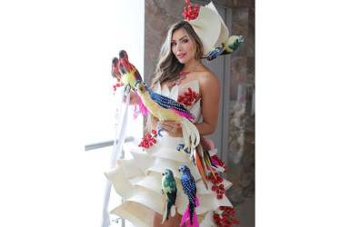 Marcela Muñoz en su traje de fantasía.