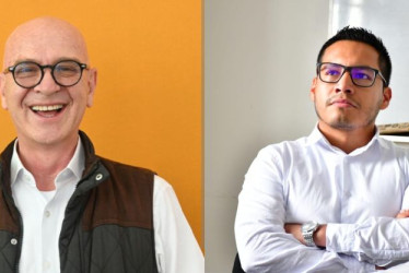 Sacerdote Luis Guillermo Saraza Gallego y Carlos Ánderson García, secretario de Planeación de Caldas.