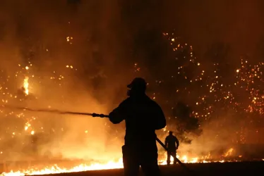 Bomberos luchan contra un incendio forestal el 16 de julio cerca del pueblo de Asprochori, en la región de Oropos. 