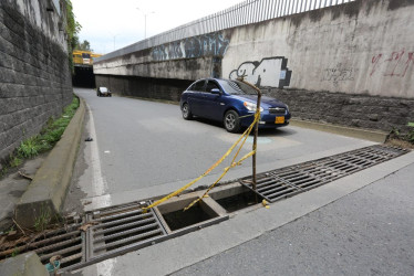 La reja que se robaron en la salida de Villamaría. 