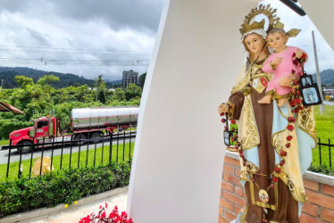 El gremio de los camioneros de Manizales inauguró el año pasado una imagen de la Virgen del Carmen en la glorieta ubicada antes de ingresar a la Industria Licorera de Caldas, como un regalo para la ciudad.