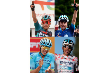  Sergio Higuita (i-arriba), Einer Augusto Rubio (d-arriba), Harold Tejada (i-abajo) y Santiago Buitrago.