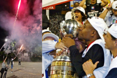  Los parches de la barra Holocausto Norte lanzaron fuegos artificiales desde varios puntos de Manizales y Villamaría este martes