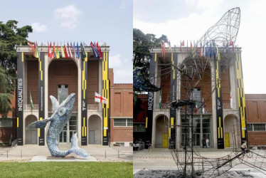 Así quedó la escultura tras ser quemada.