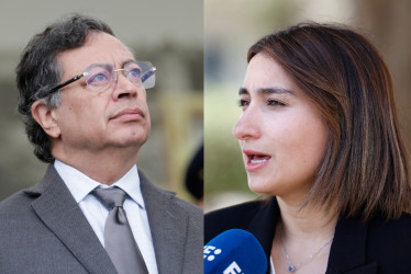 Gustavo Petro, presidente de Colombia, y Laura Sarabia, saliente ministra de Relaciones Exteriores.