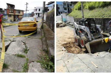 Antes. El hueco cuando la comunidad puso la señalización provisional. Después. El lunes comenzaron las obras en este punto de la ciudad.