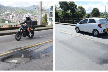 Antes. En junio, así estaban los huecos en este punto. Después. Así quedaron los arreglos en esta vía.