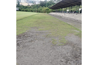 La pista atlética se pierde por el crecimiento la maleza.