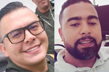 Los policías Franki Esley Hoyos Murcia y Yordin Fabián Pérez Mendoza fueron secuestrados el pasado 20 de julio por el Eln. 