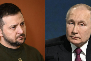 Volodímir Zelenski y Vladímir Putin, presidentes de Ucrania y Rusia.