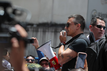 El presidente de Ecuador, Daniel Noboa, habla en una movilización este martes, en Quito (Ecuador).