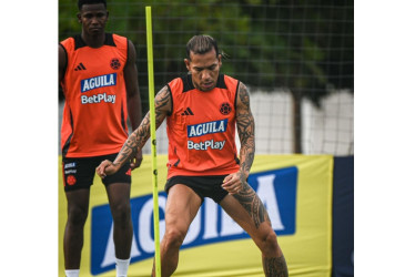 Dayro Moreno en su primer entrenamiento con la Selección Colombia. El delantero sueña con volver a celebrar goles con la Tricolor.
