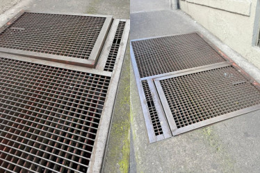 Así estaba la reja levantada. Con el mantenimiento ya quedó más segura.