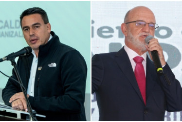 Jorge Eduardo Rojas (izq.), alcalde de Manizales, y Henry Gutiérrez, gobernador de Caldas.
