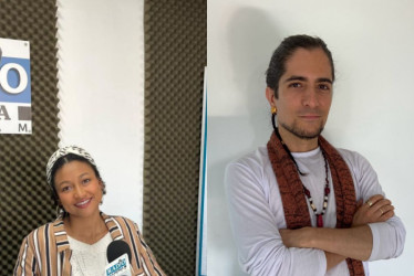 Los cantautores de Manizales, Lorena Uzuriaga y Eme Cafuné partirparon del ambum Rueda de canciones, con otros artistas colombianos. 