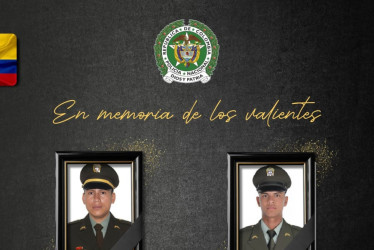 Jaime Moreno y Juan David Pérez, los policías asesinados este miércoles.