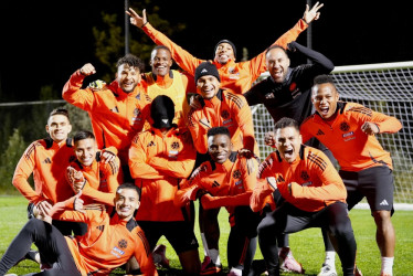 Algunos de los jugadores de la Selección Colombia en la última práctica antes de enfrentar a Canadá.