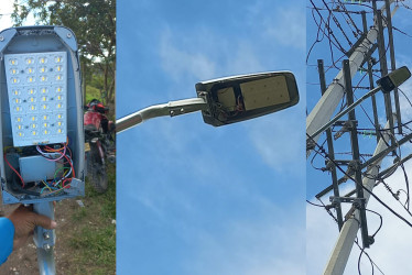 Una de las luminarias dañadas en Marquetalia.