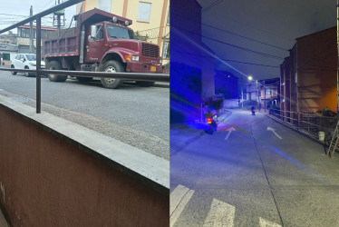 Esta era la volqueta mal estacionada en el barrio Villa Nueva. En la noche del pasado miércoles quedó despejada la vía.