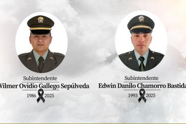 Wilmer Ovidio Gallego Sepúlveda, de 39 años, y el subintendente Edwin Danilo Chamorro Bastidas, de 32