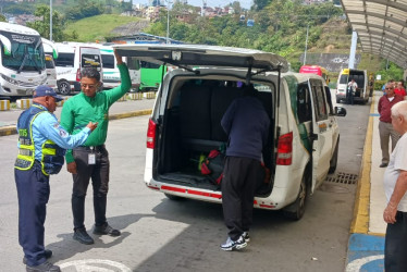 Los controles en la Terminal de Transportes de Manizales. 