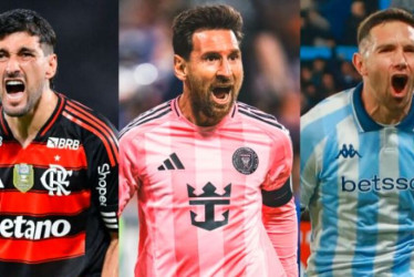 Giorgian de Arrascaeta, Lionel Messi y Adrián Martínez.
