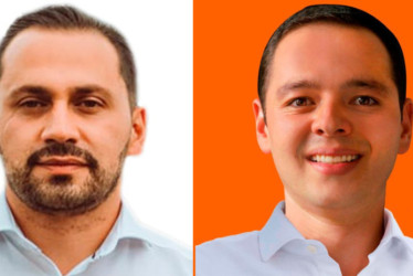 Brayan David Salazar Herrera y Carlos Mario Marín, ambos candidatos a la Cámara de Representantes por Caldas. 