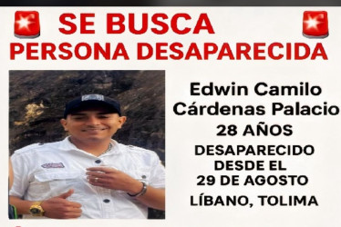 Edwin Camilo Cárdenas Palacio, desaparecido.