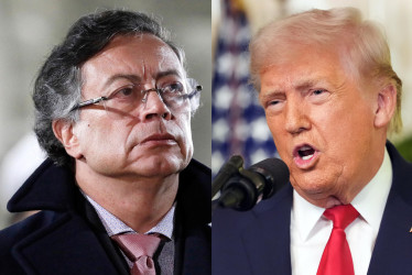 Combo de fotografías de archivo que muestra al presidente de Colombia, Gustavo Petro (i), y a su homólogo de Estados Unidos, Donald Trump. Petro y Trump conversaron este miércoles por teléfono por primera vez en medio de la escalada verbal entre ambos
