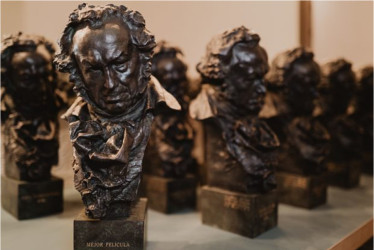 La producción audiovisual que resulte ganadora recibirá la estatuilla de Francisco José de Goya, pintor español exaltado por sus obras que abarcan la pintura, el muralismo, el grabado y el dibujo. 