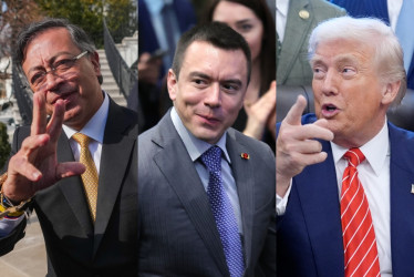 Gustavo Petro, presidente de Colombia, Daniel Noboa, presidente de Ecuador, Donald Trump, presidente de Estados Unidos.