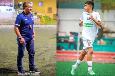 La Fiera Gutiérrez y Samuel Isaza, futbolistas manizaleños.