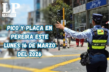 Pico y placa en Pereira (Risaralda) este lunes, 16 de marzo del 2026