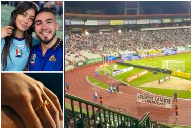 Pedida de matrimonio en pleno Once Caldas vs Pasto: el momento que hizo aplaudir a todo el Palogrande