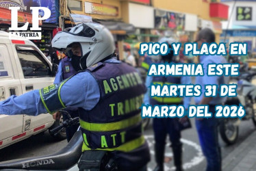 Pico y placa en Armenia (Quindío) este martes, 31 de marzo del 2026