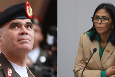 Vladimir Padrino López, exministro de Defensa de Venezuela, y Delcy Rodríguez, presidenta encargada.