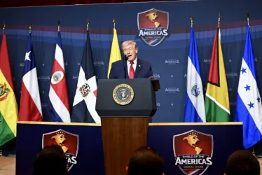 Donald Trump, presidente de Estados Unidos, en el evento Escudo de las Américas.