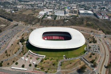 Fotografía aérea del estadio Akron en la ciudad de Guadalajara en Jalisco (México). Allí jugará la Selección Colombia su segundo partido del Mundial 2026, el 23 de junio, ante un rival europeo que se conocerá este mes tras la definición del repechaje.