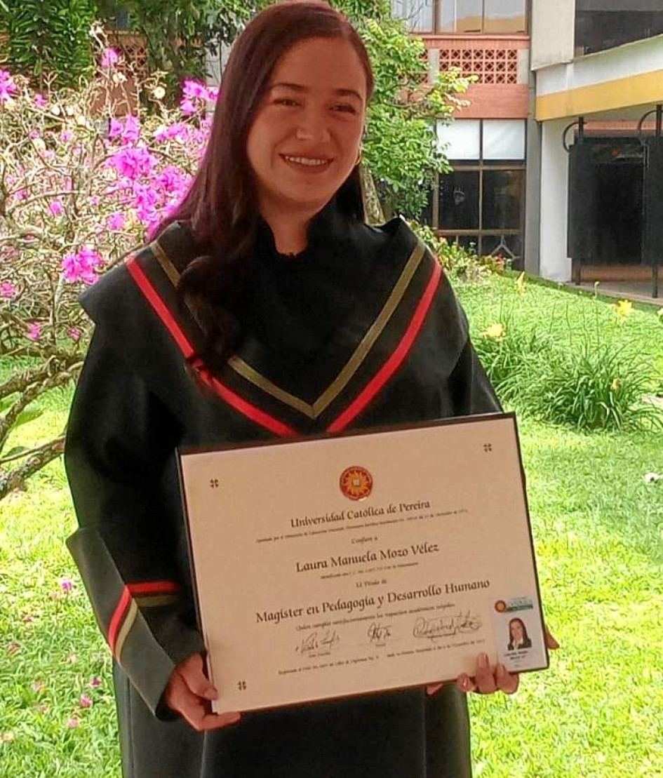 Foto | Cortesía | LA PATRIA La psicóloga Laura Manuela Mozo Vélez recibió su título de Magister en Pedagogía y Desarrollo Humano de la Universidad Católica de Pereira.