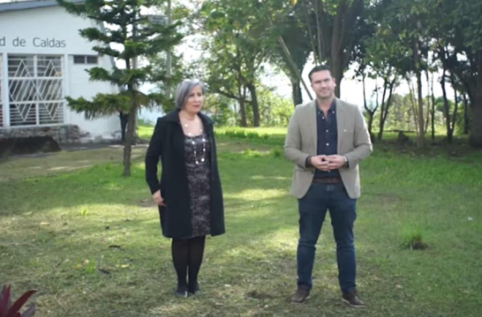 Luisa Fernanda Giraldo Zuluaga, rectora (e) de la Universidad de Caldas, y Alejandro Arango Castro, gerente de Infimanizales.