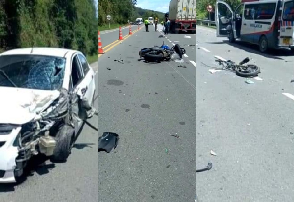 Un motociclista murió en choque múltiple en la vía Manizales-Medellín 