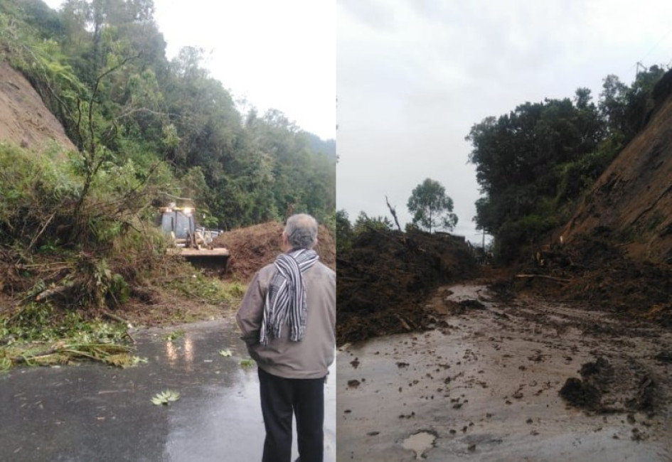 Vía Manizales-Fresno, con paso a un carril en el sector de Mesones