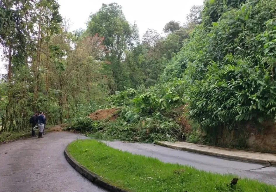 Deslizamiento en vía del barrio La Francia de Manizales