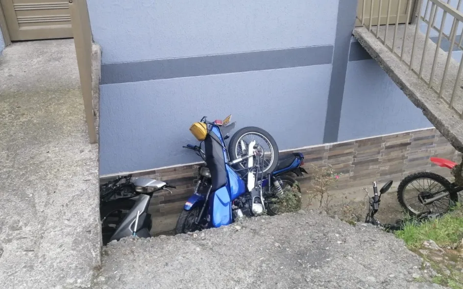 La moto accidentada. 