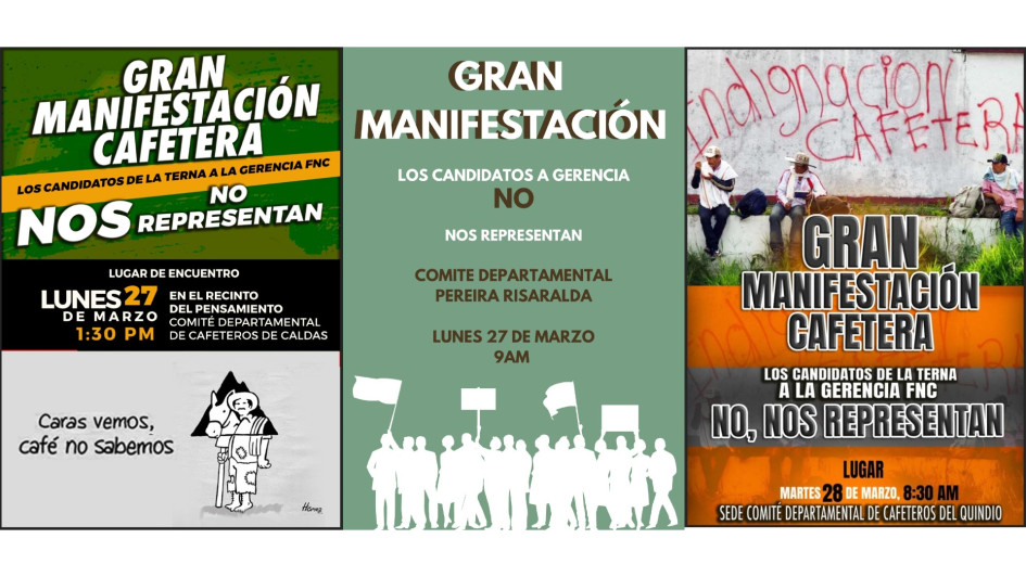 Los comités departamentales del Eje Cafetero se manifestarán en las ciudades capitales el lunes y el martes.